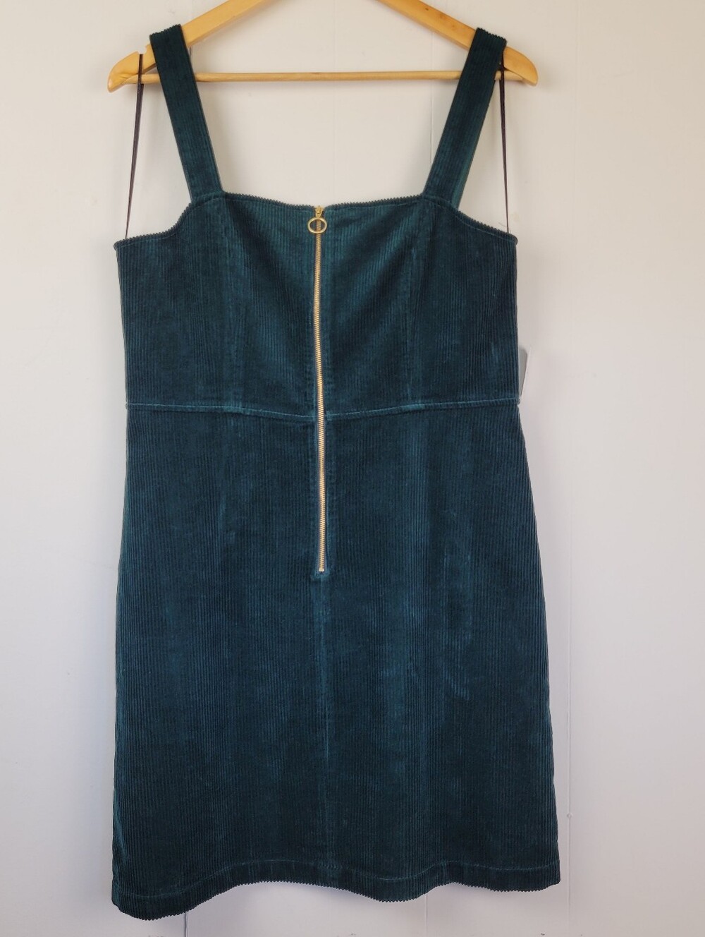Large Twik Hunter Green Corduroy Zip Front Mini Dress